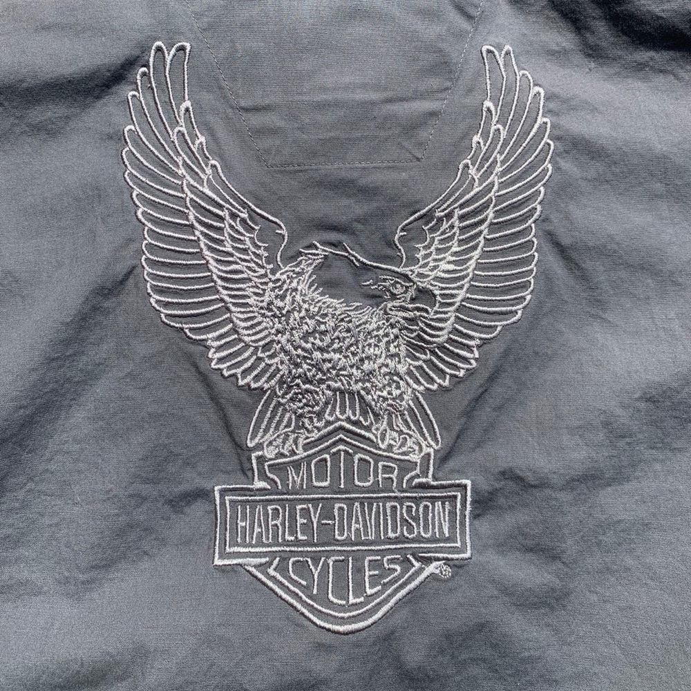 Harley Davidson Grey Zip Up w/ Sewed Detai…